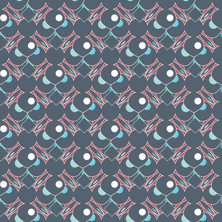 Seamless pattern with abstract flowers. Blue background. Vector illustrationのイラスト素材