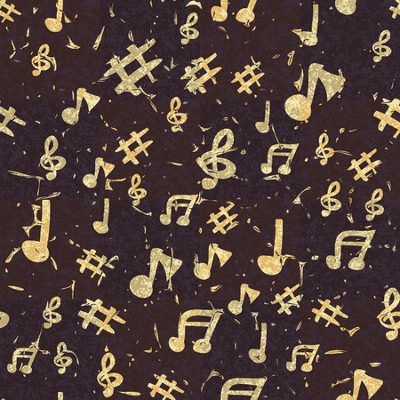 Music seamless pattern. Grunge background. Vector illustrationのイラスト素材