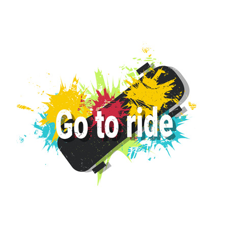 Skateboard on with color spots.のイラスト素材