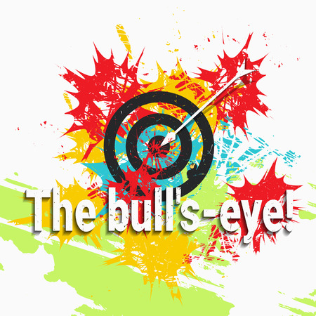 Hit a bull's-eye. Color spots. Grunge vector illustrationのイラスト素材