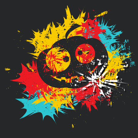 Pumpkin. Halloween poster with color spots background . Grunge vector illustrationのイラスト素材