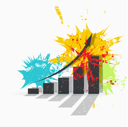 Infographic conception on background with color spots. Grunge vector illustrationのイラスト素材