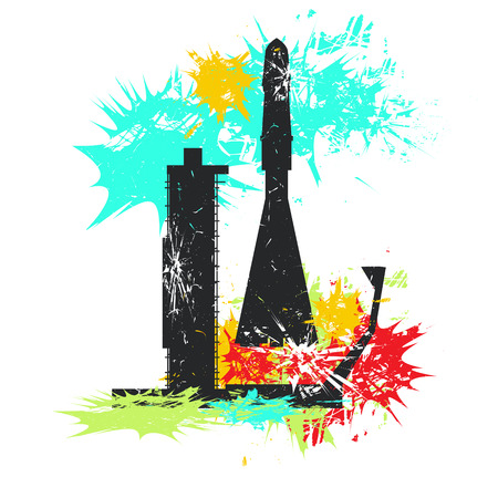 Rocket launch on white backdrop, design.のイラスト素材