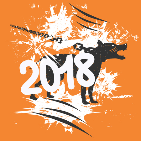 New Year simbols. 2018 and Dog. Vector illustrationのイラスト素材