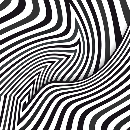 Abstract striped background. Optical illusion. Black and white. Vector illustrationのイラスト素材