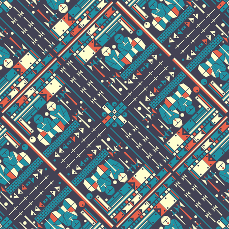 Seamless colored decorative geometric pattern. Weapons concept. Abstract background. Vector...