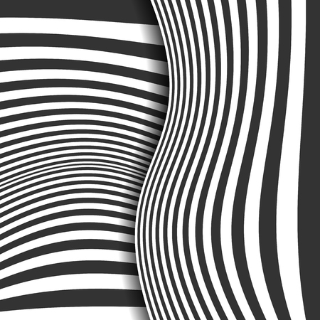 Abstract striped background. Curved lines. Black and white. Vector illustrationのイラスト素材