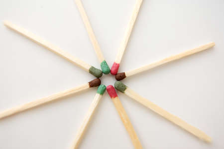 Matches with multi-colored heads