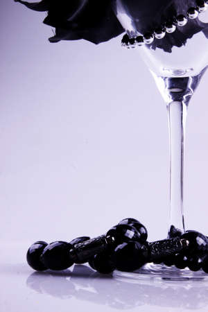 Pearls and glassの写真素材