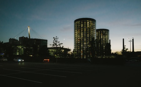 Contemporary buildings at the Volkswagen Autostadt. Wolfsburg, Germanyのeditorial素材