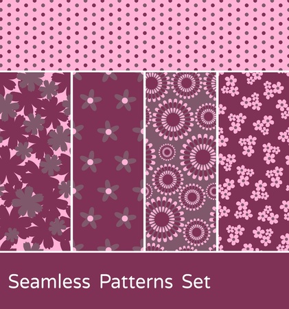 A set of 5 colorful seamless patterns.のイラスト素材