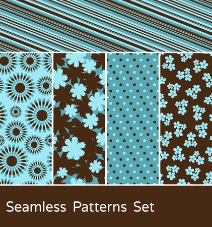 A set of 5 colorful seamless patterns.のイラスト素材