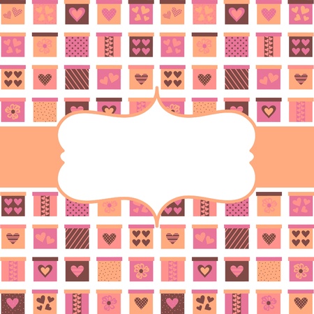 Greeting card template with a lot of colorful presents in the background のイラスト素材