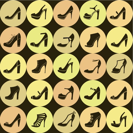 Seamless pattern with elegant shoes. Grouped and layered for easy editing. のイラスト素材