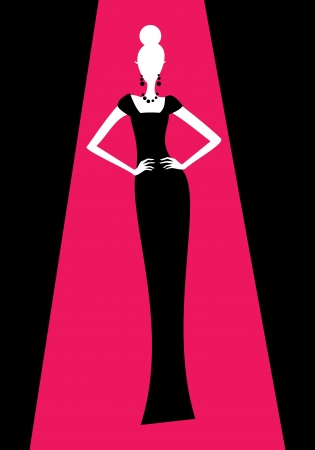 Illustration of a model on the catwalk during a fashion show のイラスト素材