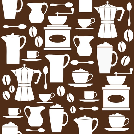Seamless pattern in retro style with coffee related items のイラスト素材