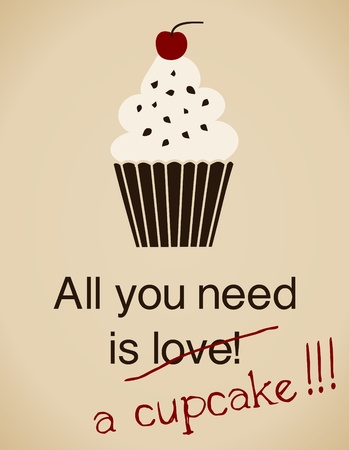 All you need is a cupcake card in vintage style.のイラスト素材