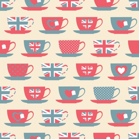 Seamless pattern with teacups.のイラスト素材
