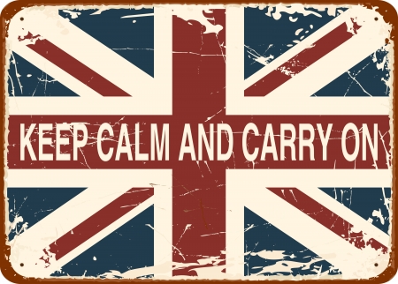 Keep Calm and Carry On against the British flag vintage tin sign のイラスト素材