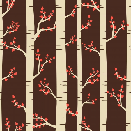 Seamless pattern with birch trees in autumn.のイラスト素材