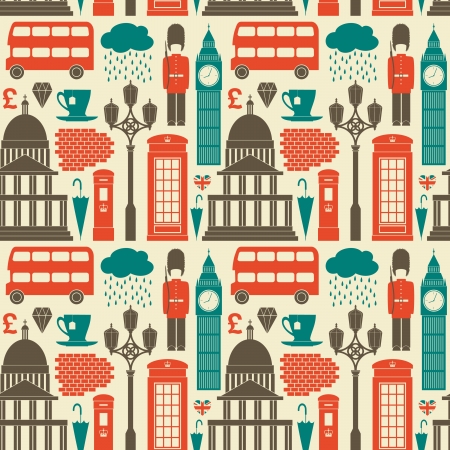 Seamless pattern with London symbols and landmarks.のイラスト素材