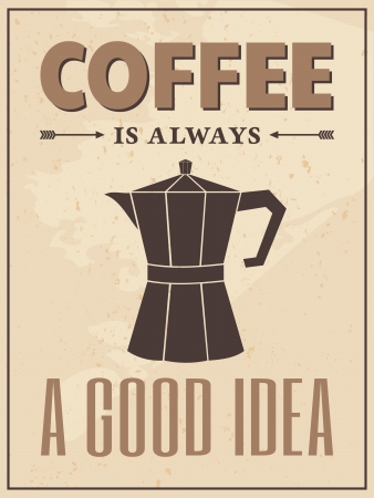 Poster in vintage style with a coffee maker and text のイラスト素材