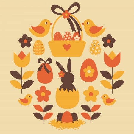 A set of cute Easter design elements のイラスト素材