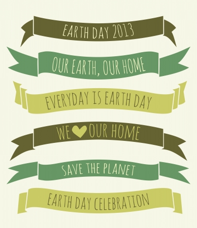 A set of green banners for Earth Day のイラスト素材