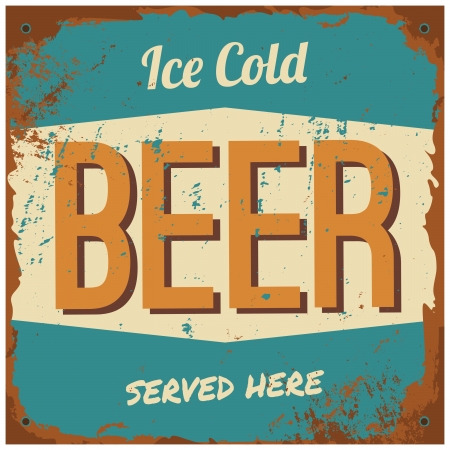 Vintage style tin sign 'Ice Cold Beer'.のイラスト素材