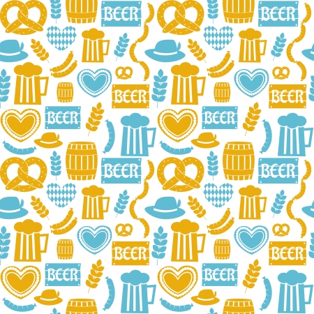 Seamless repeat pattern for Oktoberfest in blue and yellow.のイラスト素材