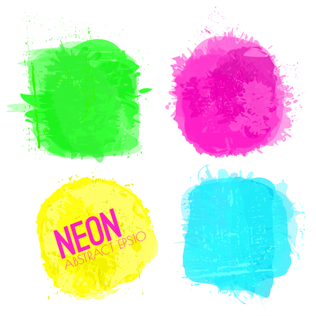 A set of neon color squares with copy-space isolated on white.  のイラスト素材