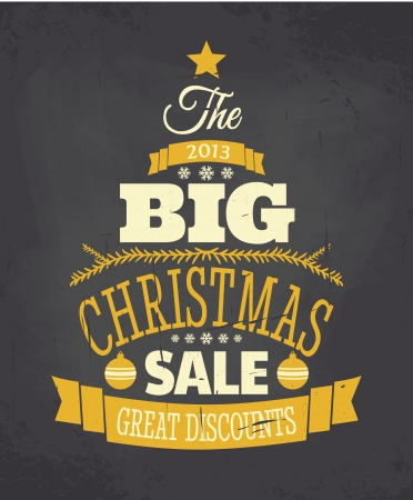 Chalkboard style Christmas sale poster.のイラスト素材