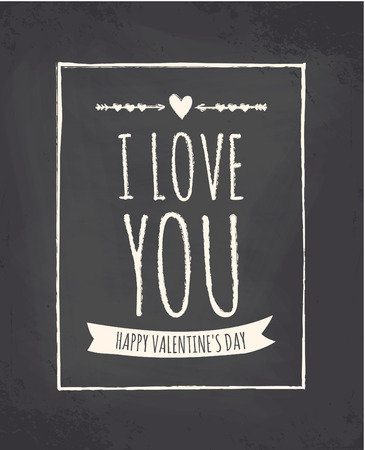 Chalkboard style greeting card for Valentine's Day.のイラスト素材