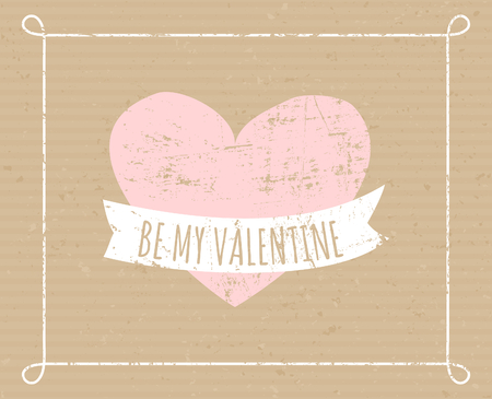 Cardboard greeting card design for Valentineのイラスト素材