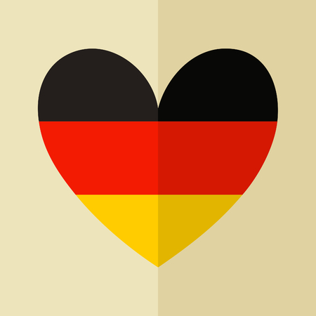 Flat design icon with the German flag in the shape of a heart.のイラスト素材
