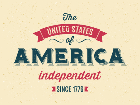 Vintage style old paper greeting card for the 4th of July. Happy Independence Day.のイラスト素材