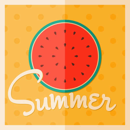 Minimalist style summer design poster with watermelon seen from above.のイラスト素材