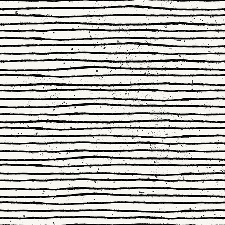 Hand drawn style striped seamless pattern. Vintage abstract repeat pattern in black and off- white.のイラスト素材