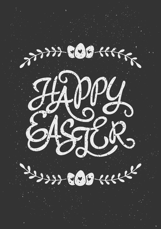Typographic Easter greeting card template in chalkboard style.のイラスト素材