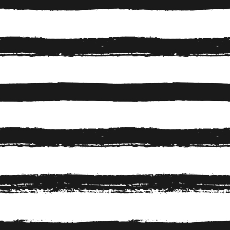 Hand drawn black and white striped seamless pattern. Monochrome horizontal dry brush strokes texture.のイラスト素材