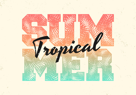 Retro style typographic design with colorful ombre text on vintage textured background.のイラスト素材