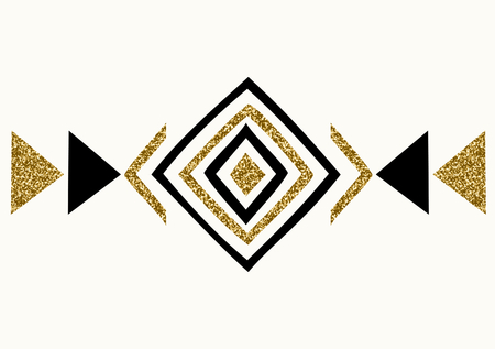 Abstract decorative geometric design in black and gold glitter. Modern poster, card, flyer, t-shirt, apparel design.のイラスト素材