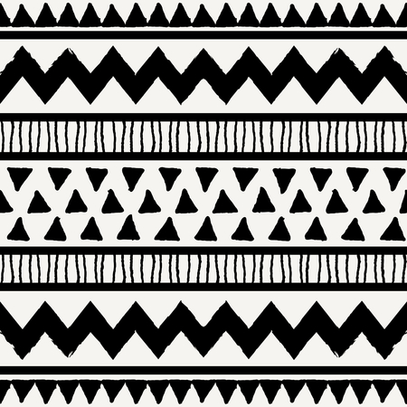 Abstract ethnic seamless repeat pattern in black and cream. Modern and stylish abstract design poster, cover, card design.のイラスト素材