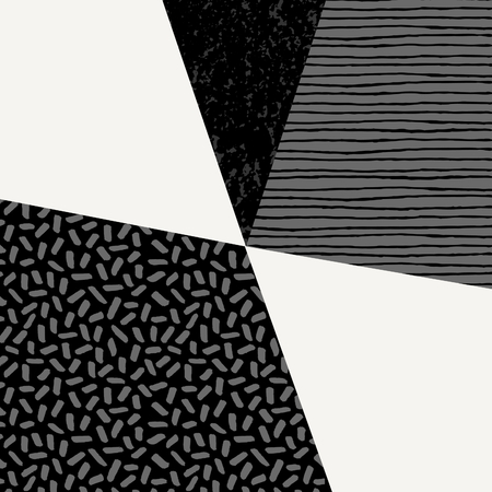Abstract geometric composition in black, gray and cream. Minimalist and modern poster, brochure, card design.のイラスト素材