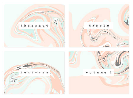 A set of four marble textures in pastel colors. Modern textile, wrapping paper, greeting card, wall art design.のイラスト素材