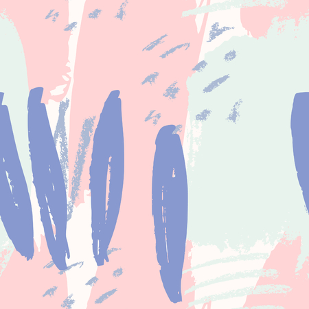 Hand drawn seamless abstract pattern in purple, white, blue and pink. Modern textile, greeting card, poster, wrapping paper designs.のイラスト素材