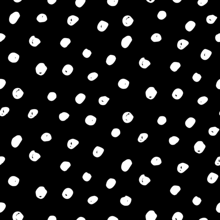 Abstract seamless repeating pattern in black and white. Hand drawn dots texture, ink scribbles tiling background.のイラスト素材