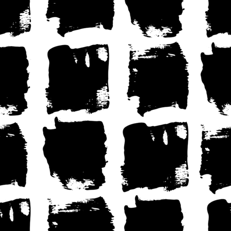 Hand painted brush strokes in black on white background. Seamless abstract repeating background.のイラスト素材