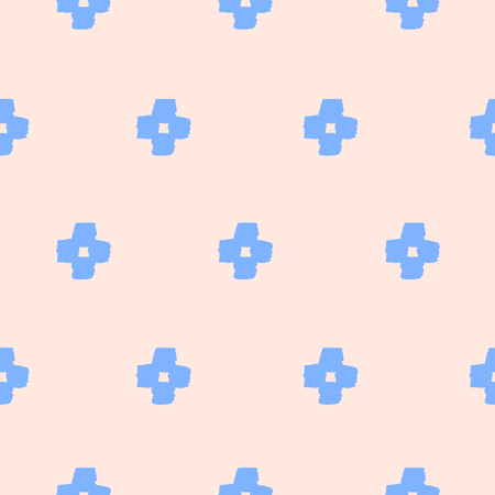 Hand drawn seamless cross shapes pattern in lavender and pastel pink. Modern textile, wall art, wrapping paper, wallpaper design.のイラスト素材