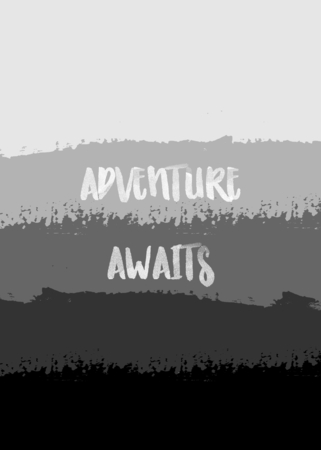 Abstract design poster with gray brush strokes and message Adventure Awaits.のイラスト素材